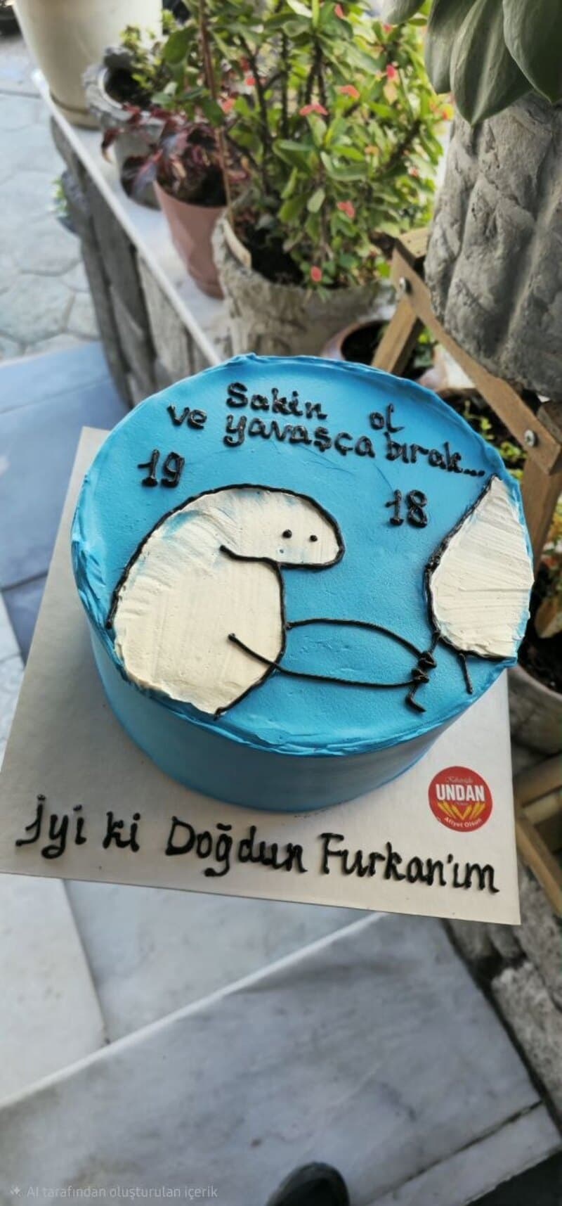 Kişiye özel yazı ve çizim ile hazırlanmış doğum günü pastası — Kibaroğlu UNDAN Nimetler